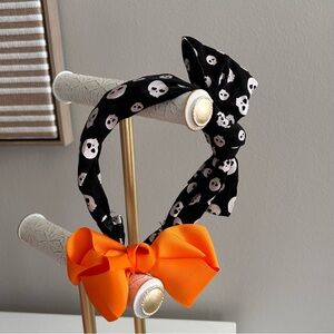 Claire's Halloween Hair Set (Black Skull Headband & Orange Bow) for little girls